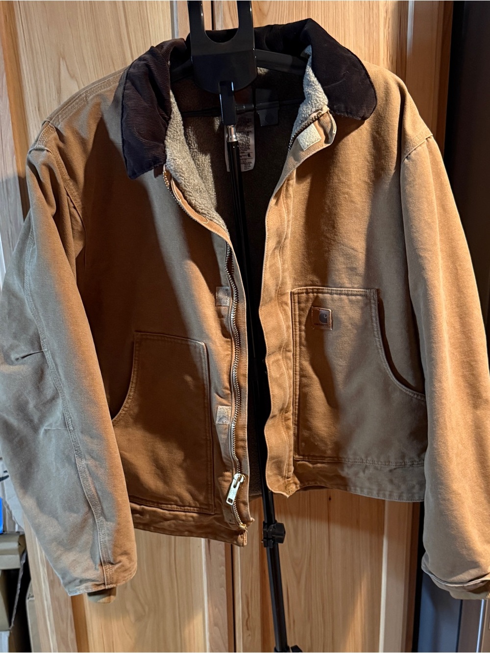 Carhartt Brown Canvas Field Jacket with Dark Collar